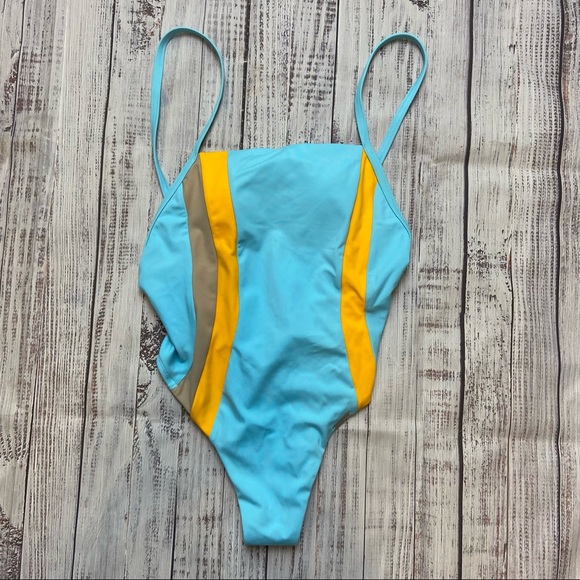 Free Society Blue Striped One Piece Swimsuit.  Size 4. EUC - Picture 3 of 10
